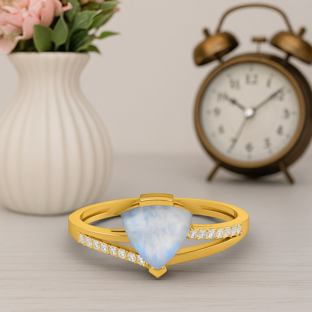 Moonstone Trillion Solitaire Ring – Sterling Silver