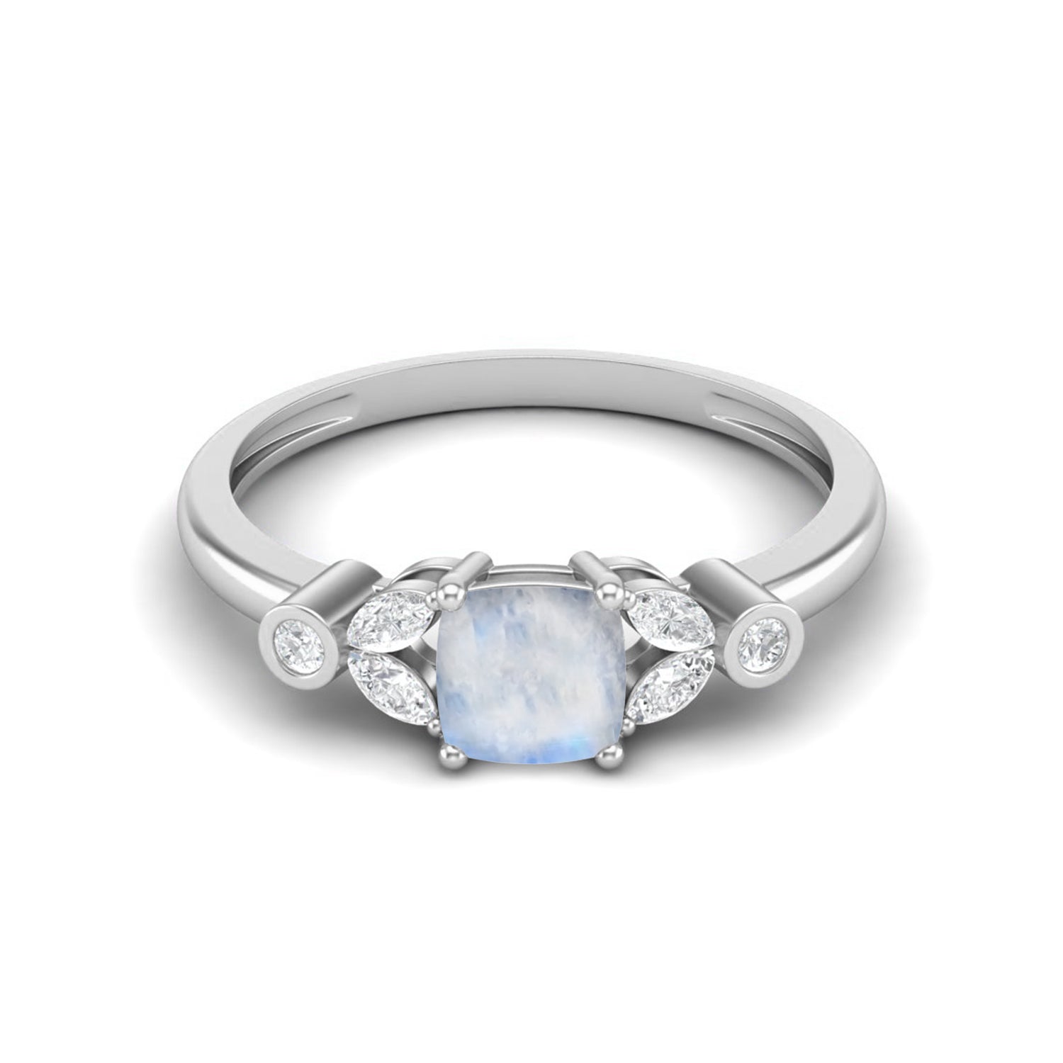 Moonstone Cushion Ring – Sterling Silver