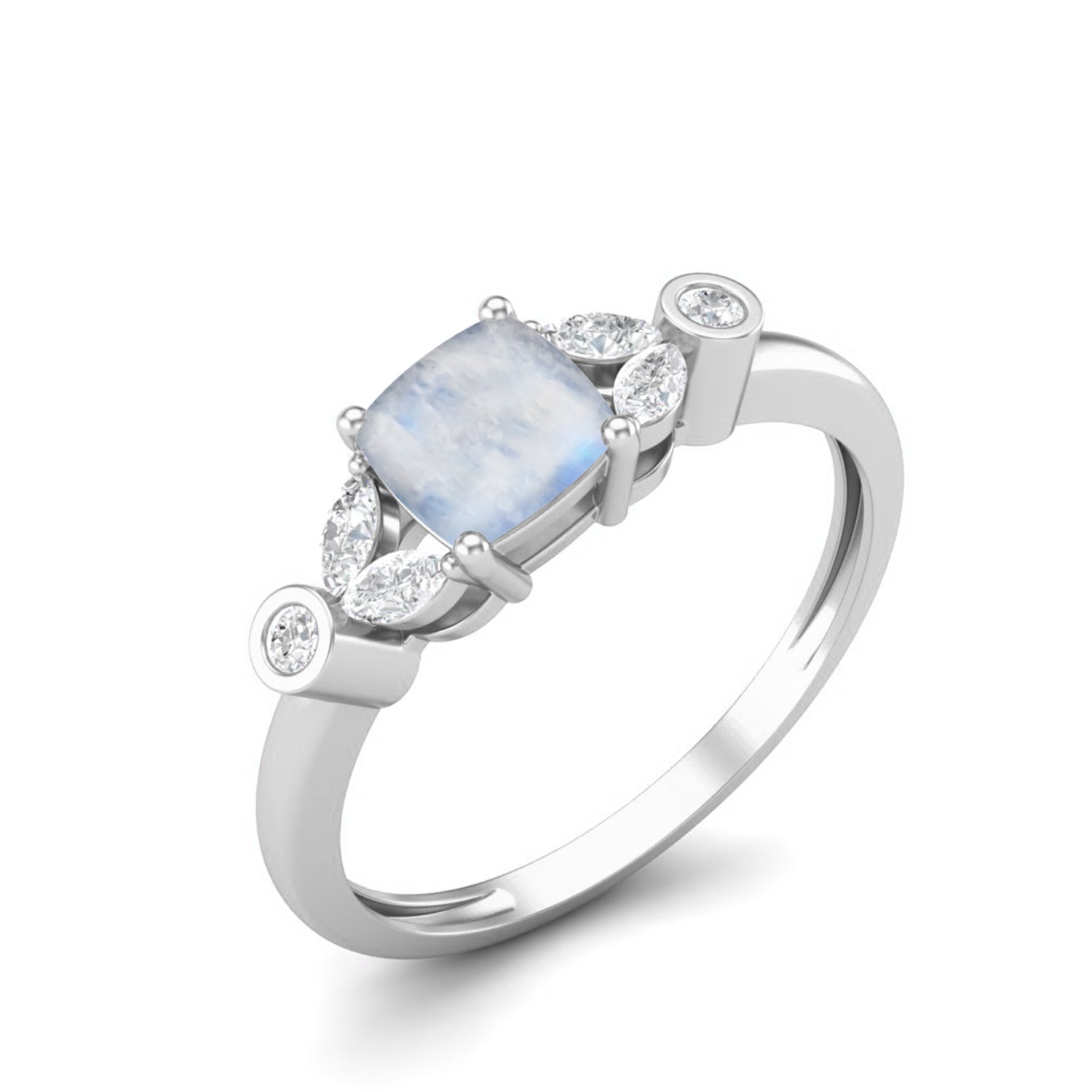 Moonstone Cushion Ring – Sterling Silver