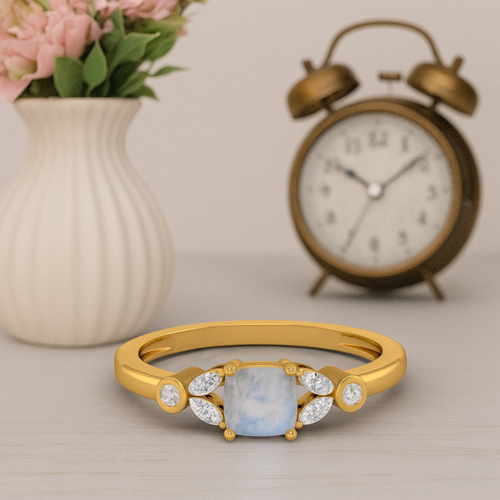 Moonstone Cushion Ring – Sterling Silver