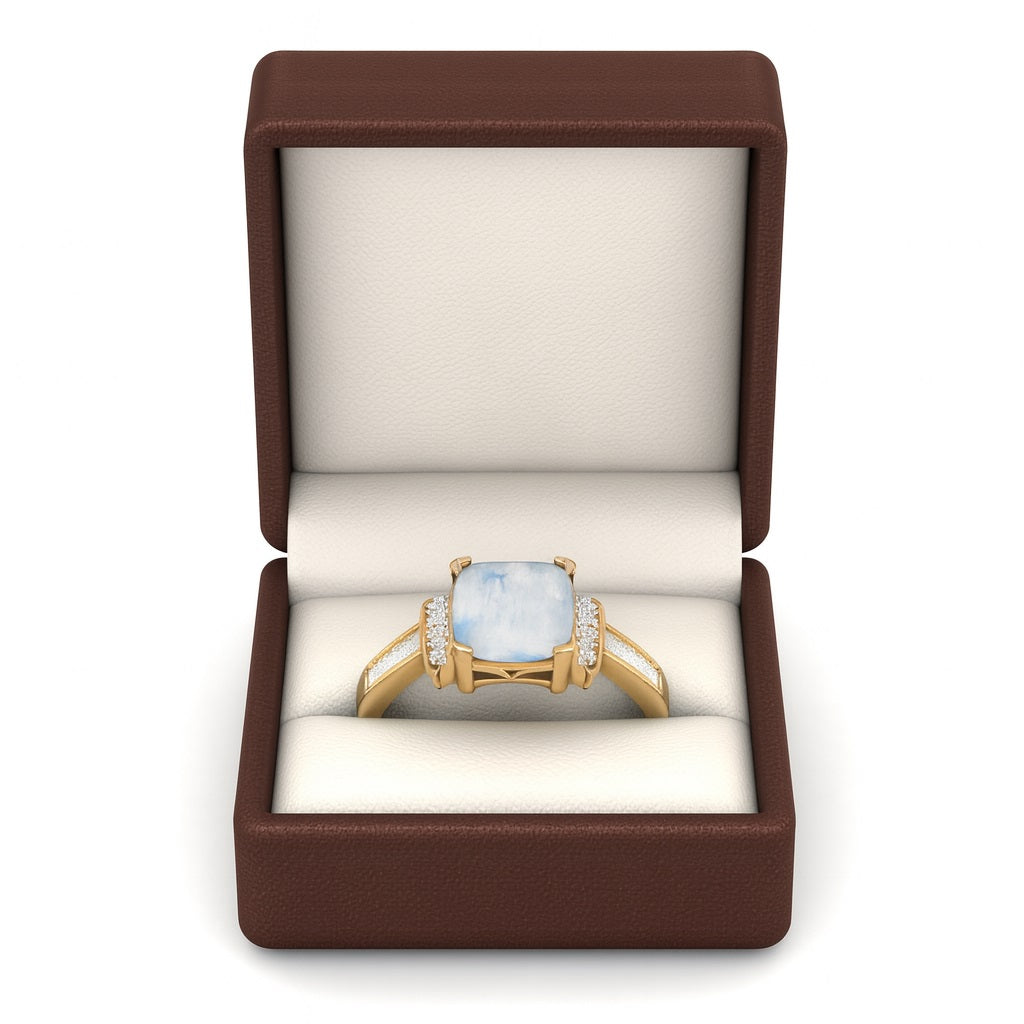 Moonstone Cushion Solitaire Ring – Sterling Silver
