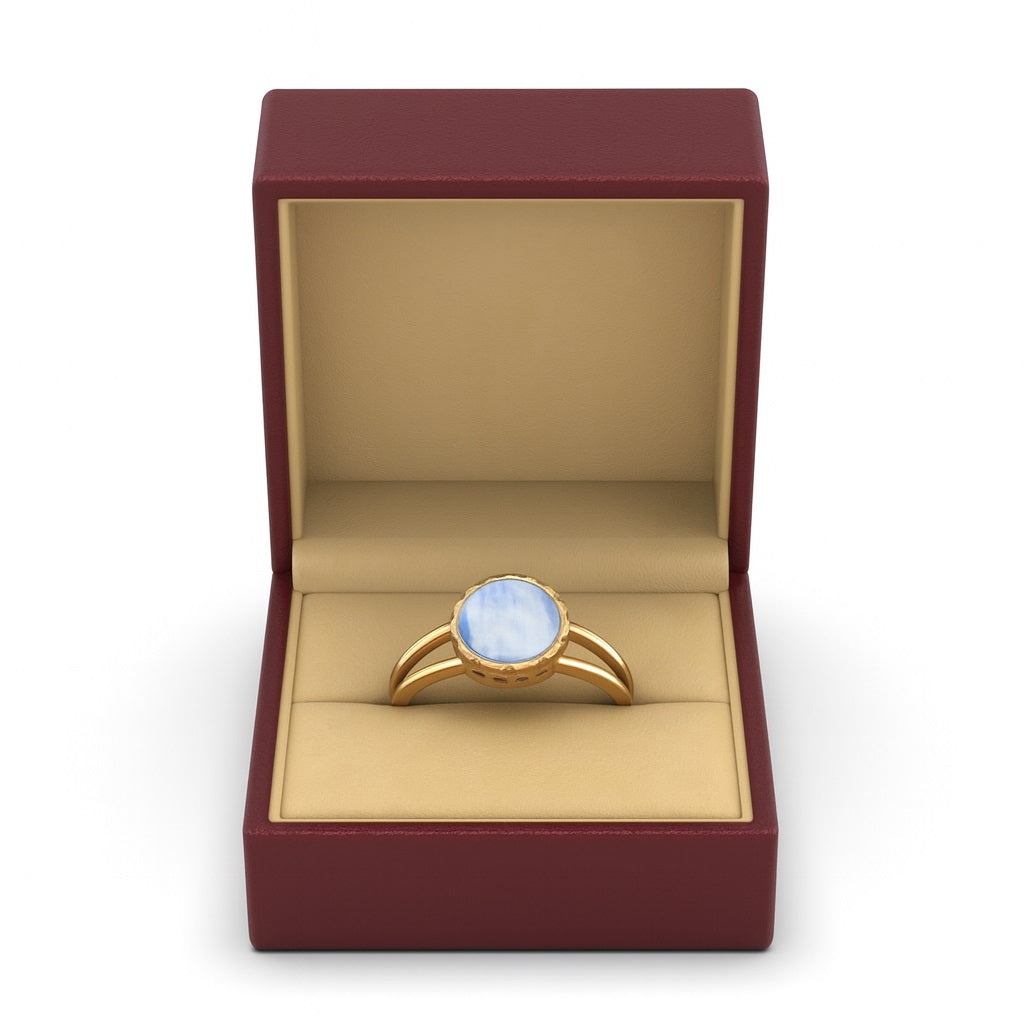 Moonstone Solitaire Split Band Ring – Sterling Silver