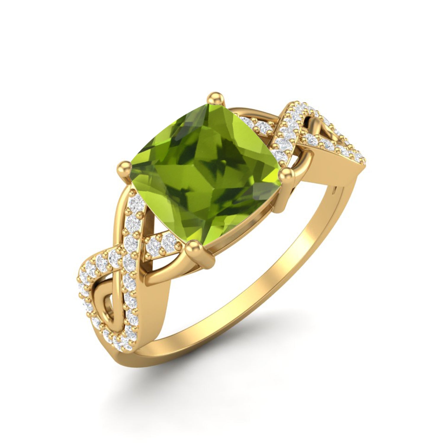 Anello con fascia intrecciata infinita in peridoto – Argento Sterling
