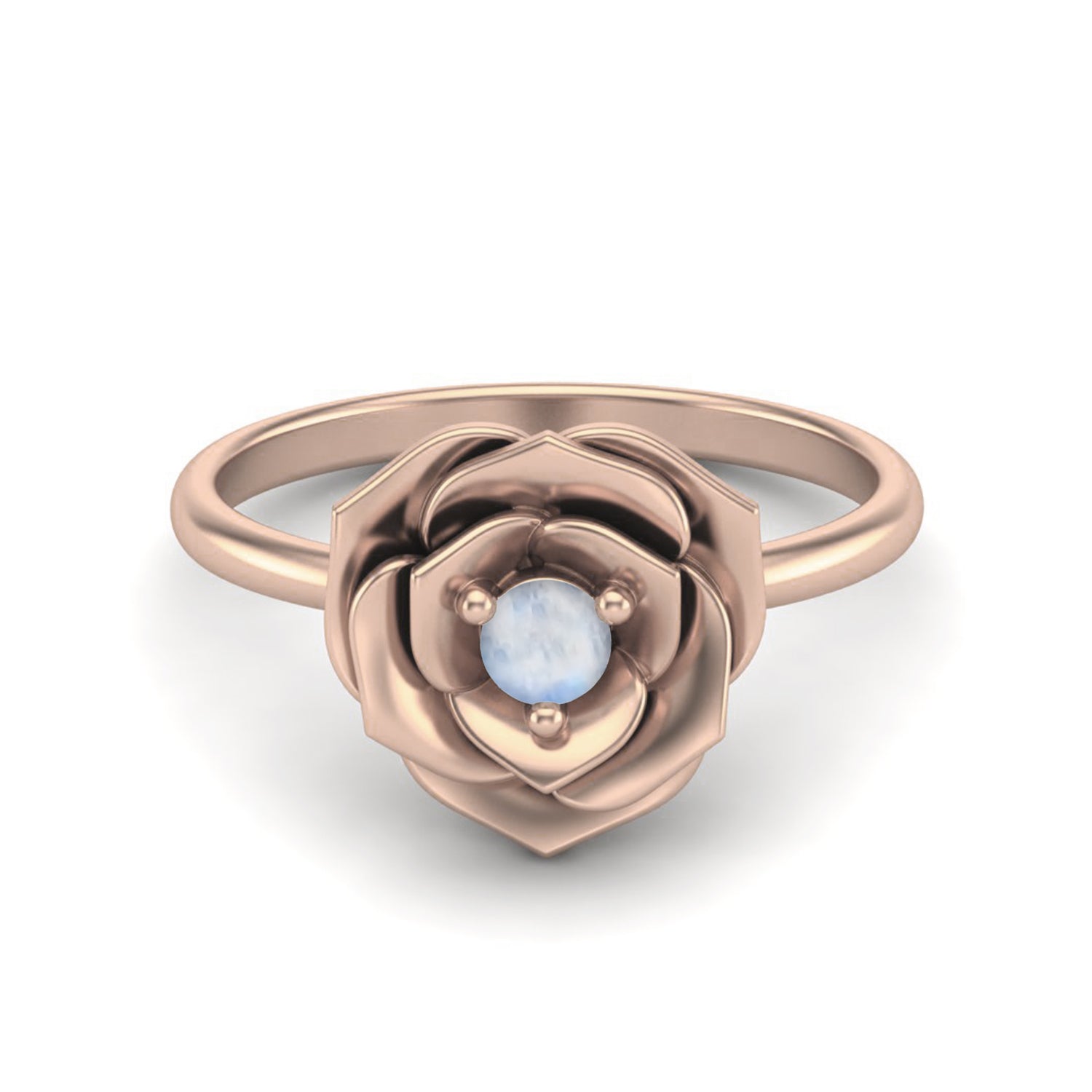 925 Sterling Silver Moonstone Blossom Rose Flower Wedding Ring Romantic Gift For Women