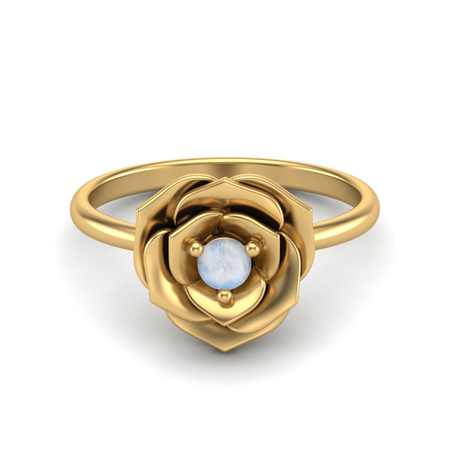 925 Sterling Silver Moonstone Blossom Rose Flower Wedding Ring Romantic Gift For Women