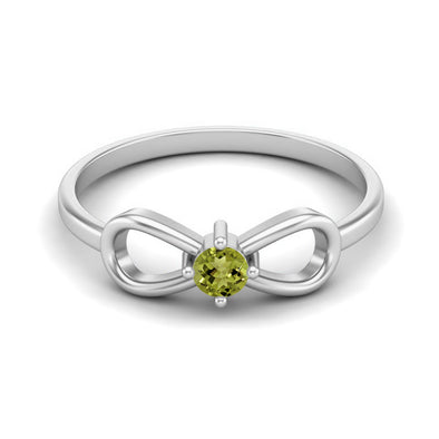 Infinity Knot Round Shape Peridot Ring 925 Sterling Silver Solitaire Bow Tie Women Wedding Ring