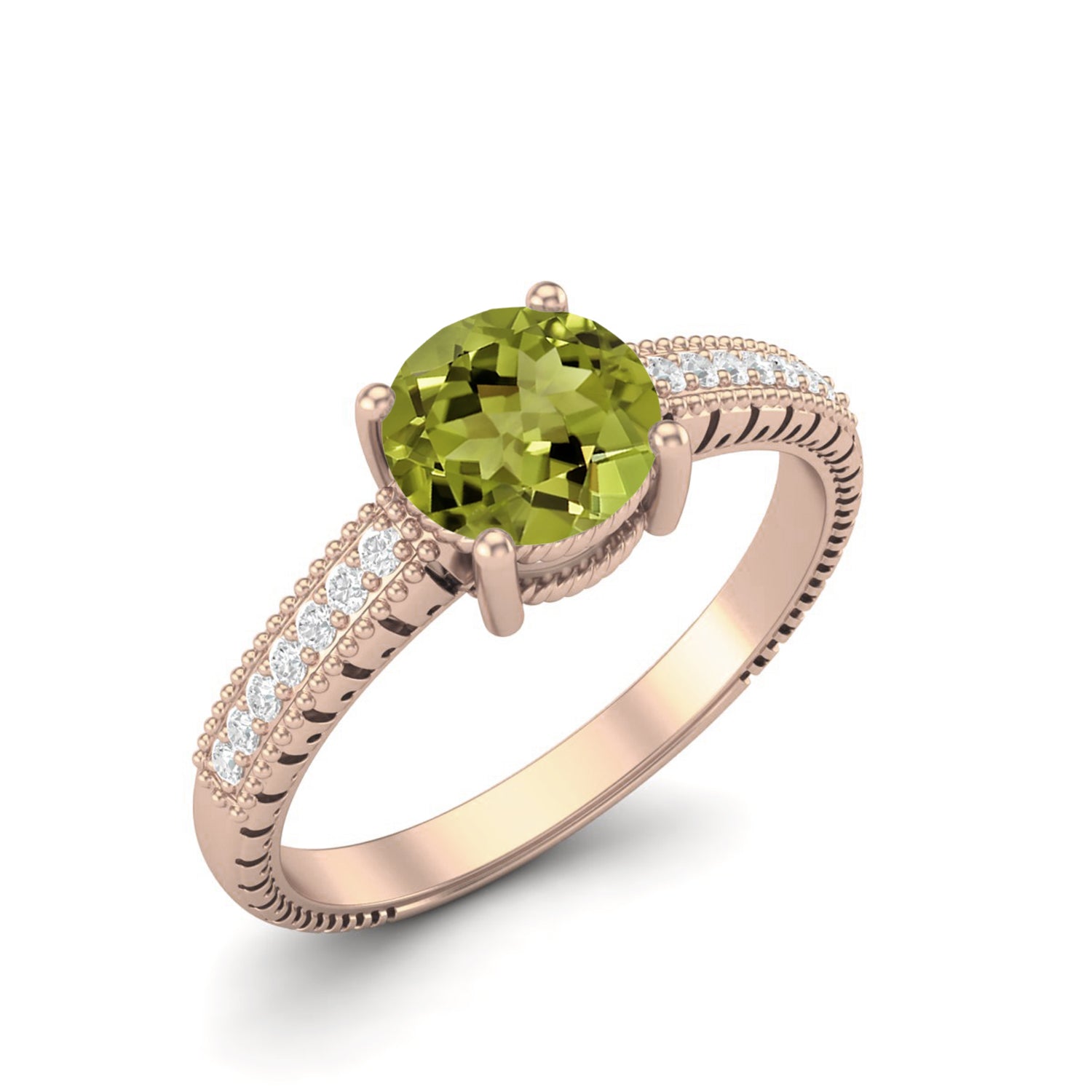 Peridot Dual Row Rope Detailing Ring – Sterling Silver
