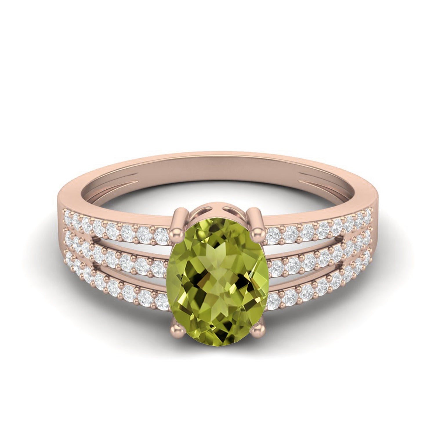 Anello a fascia con tripla fila di peridoto e pavé – Argento Sterling