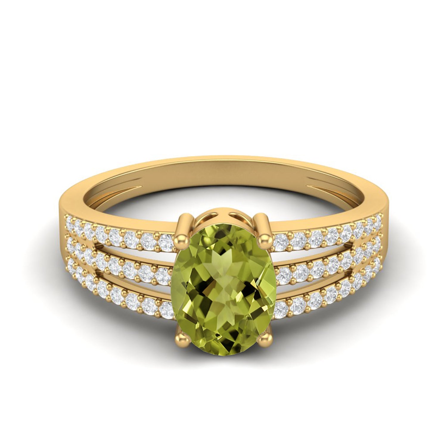Anello a fascia con tripla fila di peridoto e pavé – Argento Sterling