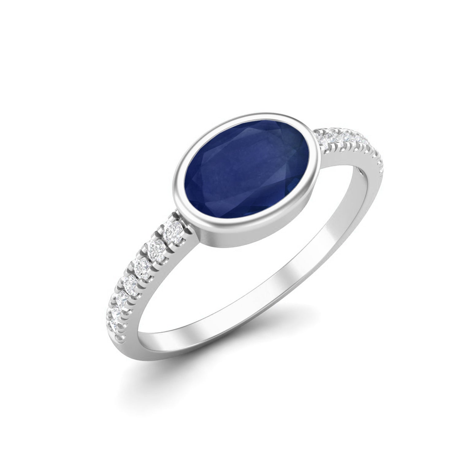 7X5 MM Oval Cut Blue Sapphire Wedding Ring 925 Sterling Silver June Birthstone Solitaire Ring For Gift
