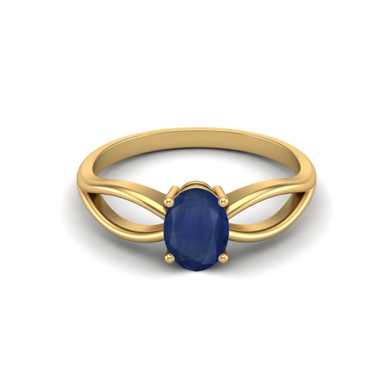 Oval Cut Blue Sapphire Gemstone Ring 925 Sterling Silver Solitaire Celtic Ring For Women