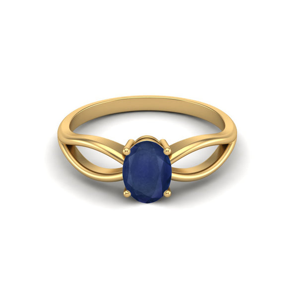 Oval Cut Blue Sapphire Gemstone Ring 925 Sterling Silver Solitaire Celtic Ring For Women