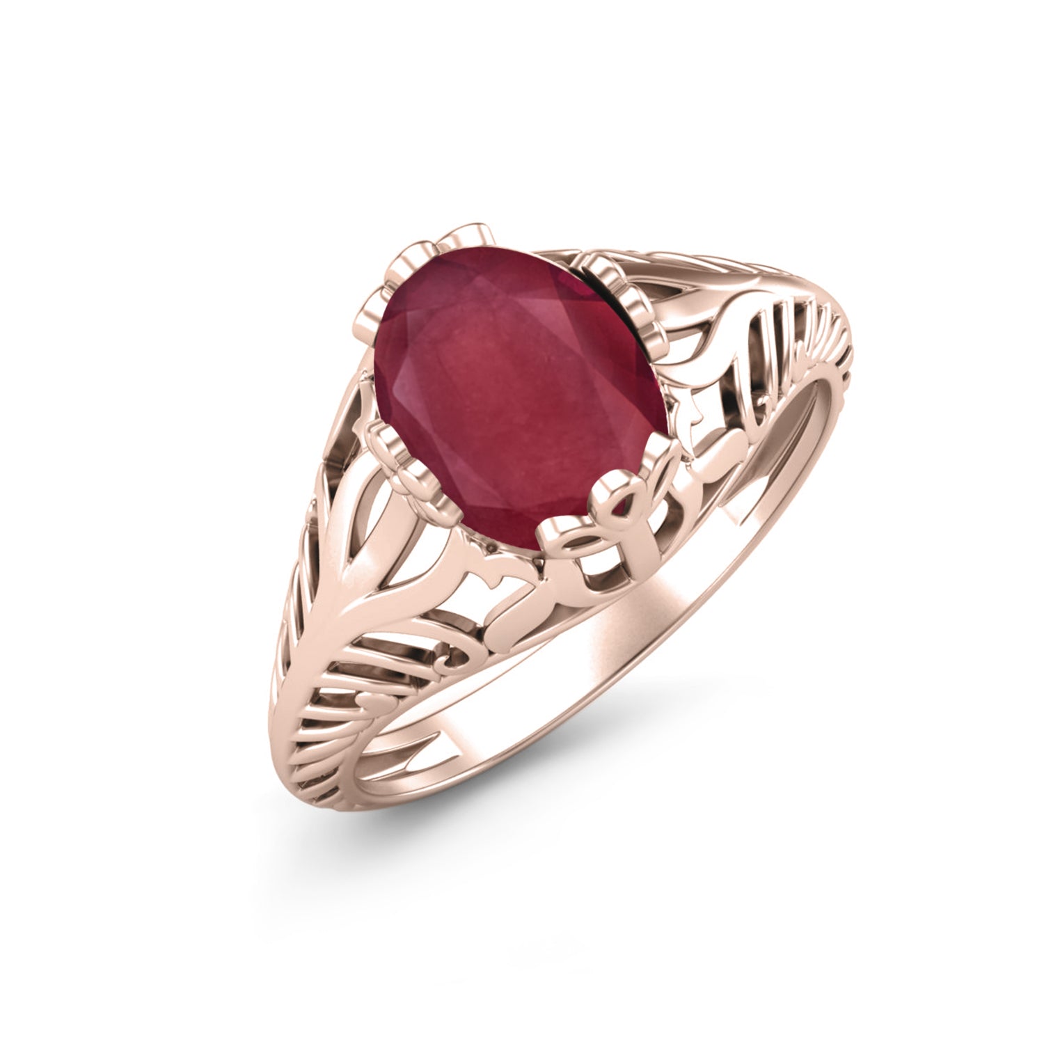 Ruby 2.50 Ct Oval Vintage Filigree Ring  – 14k Yellow Gold