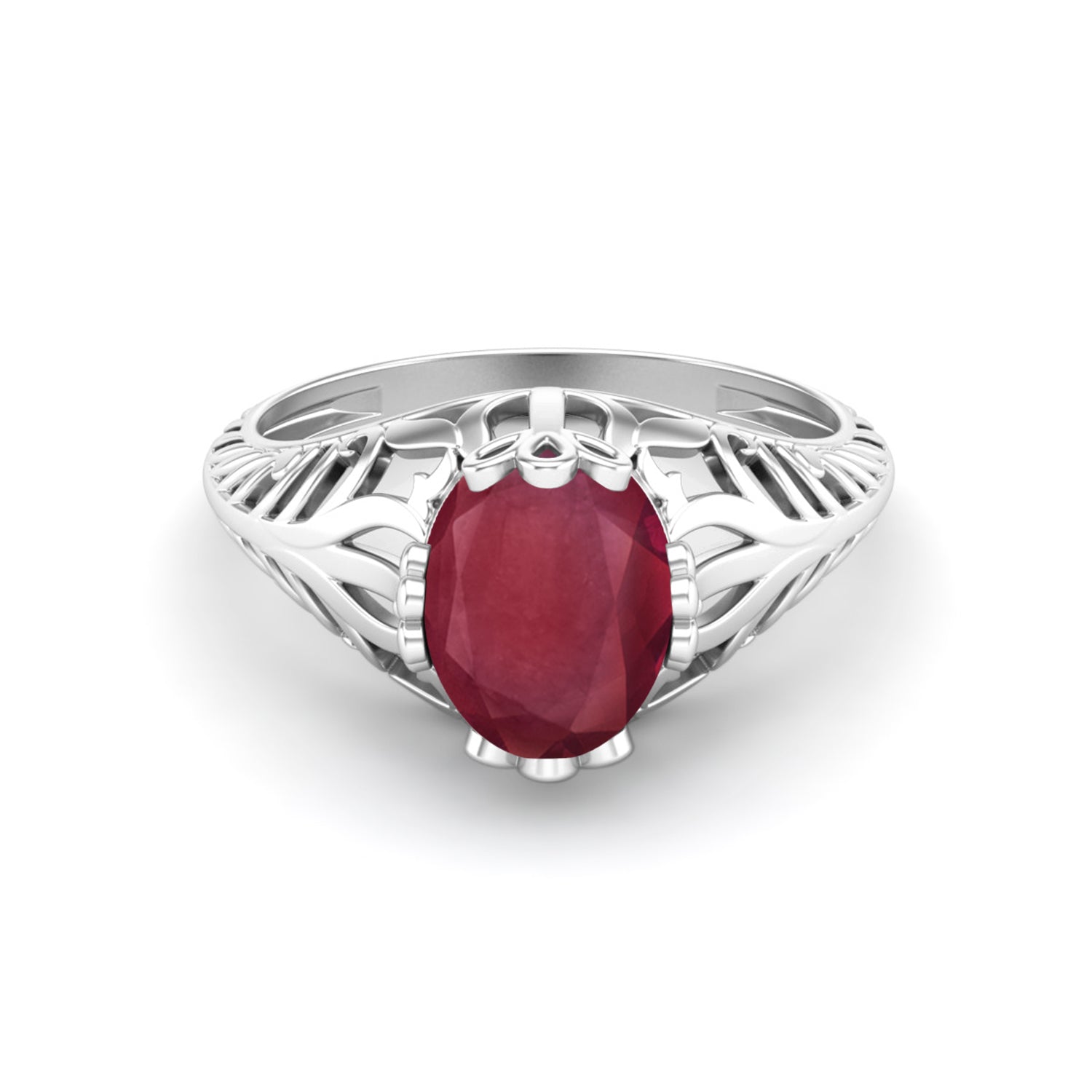 Ruby 2.50 Ct Oval Vintage Filigree Ring  – 14k Yellow Gold