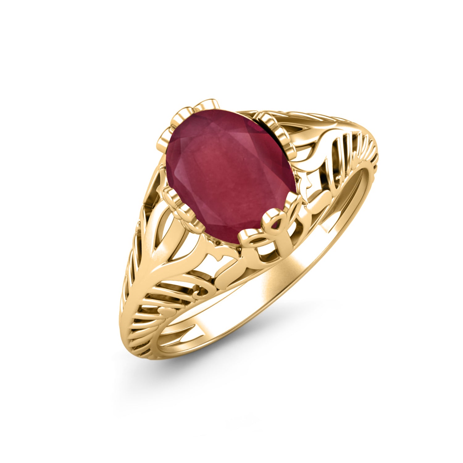 Ruby 2.50 Ct Oval Vintage Filigree Ring  – 14k Yellow Gold