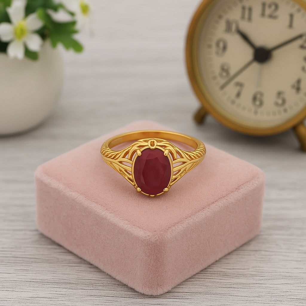 Ruby 2.50 Ct Oval Vintage Filigree Ring  – 14k Yellow Gold