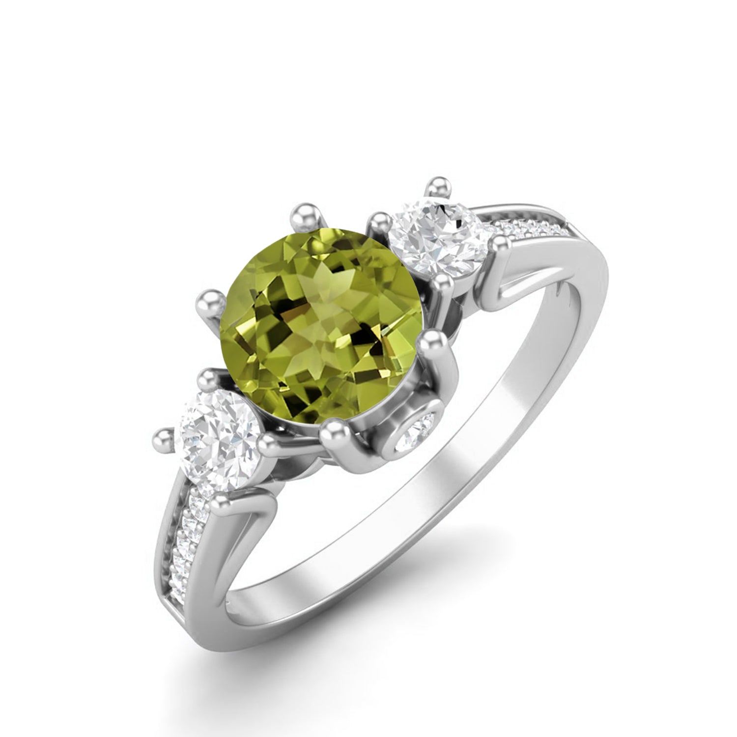 Peridot Three-Stone Split Shank Ring – Sterling Silver
