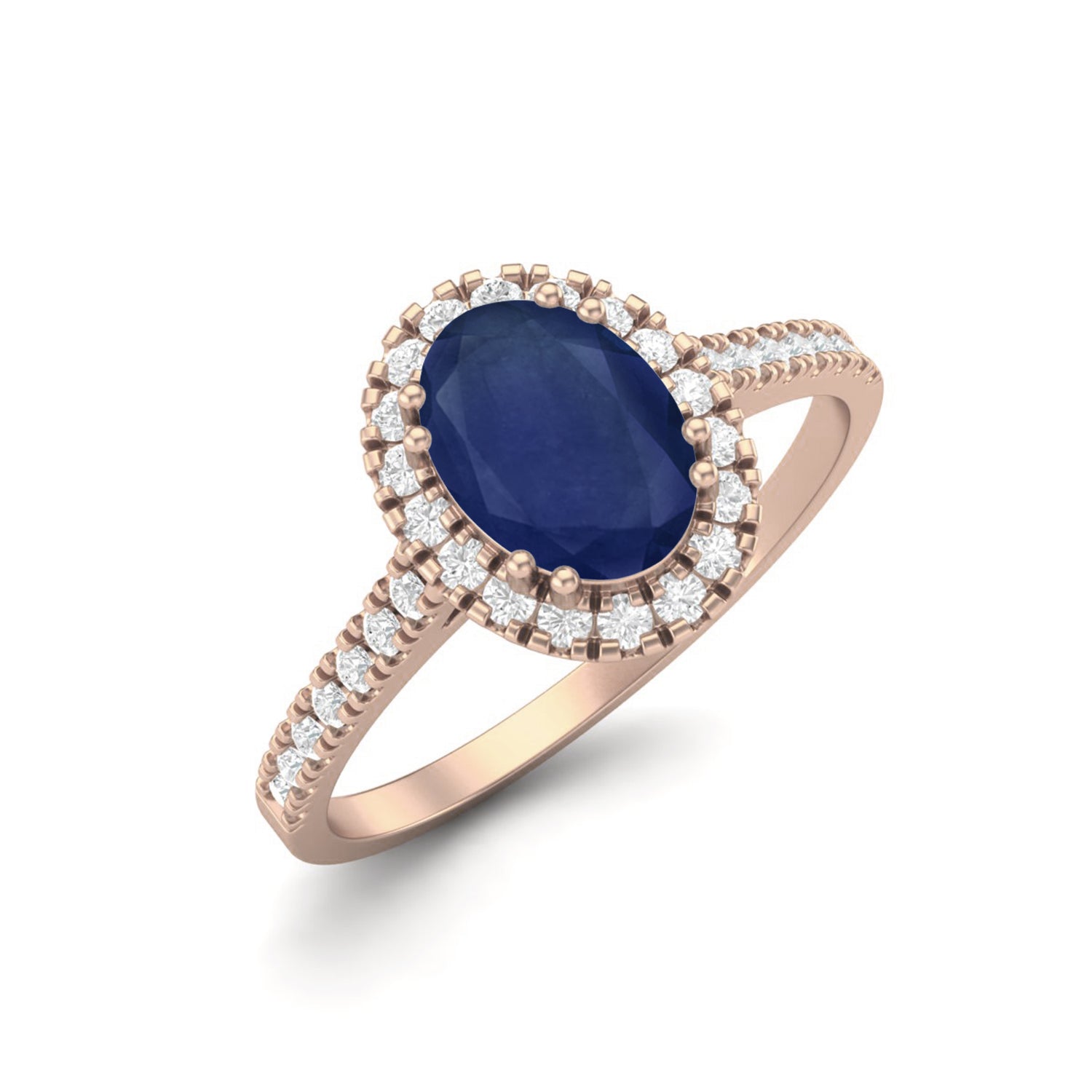 Blue Sapphire Solitaire with Accent Ring – Sterling Silver