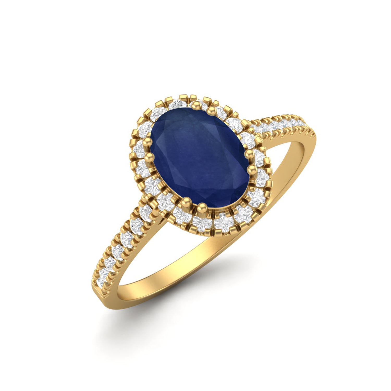 Blue Sapphire Solitaire with Accent Ring – Sterling Silver