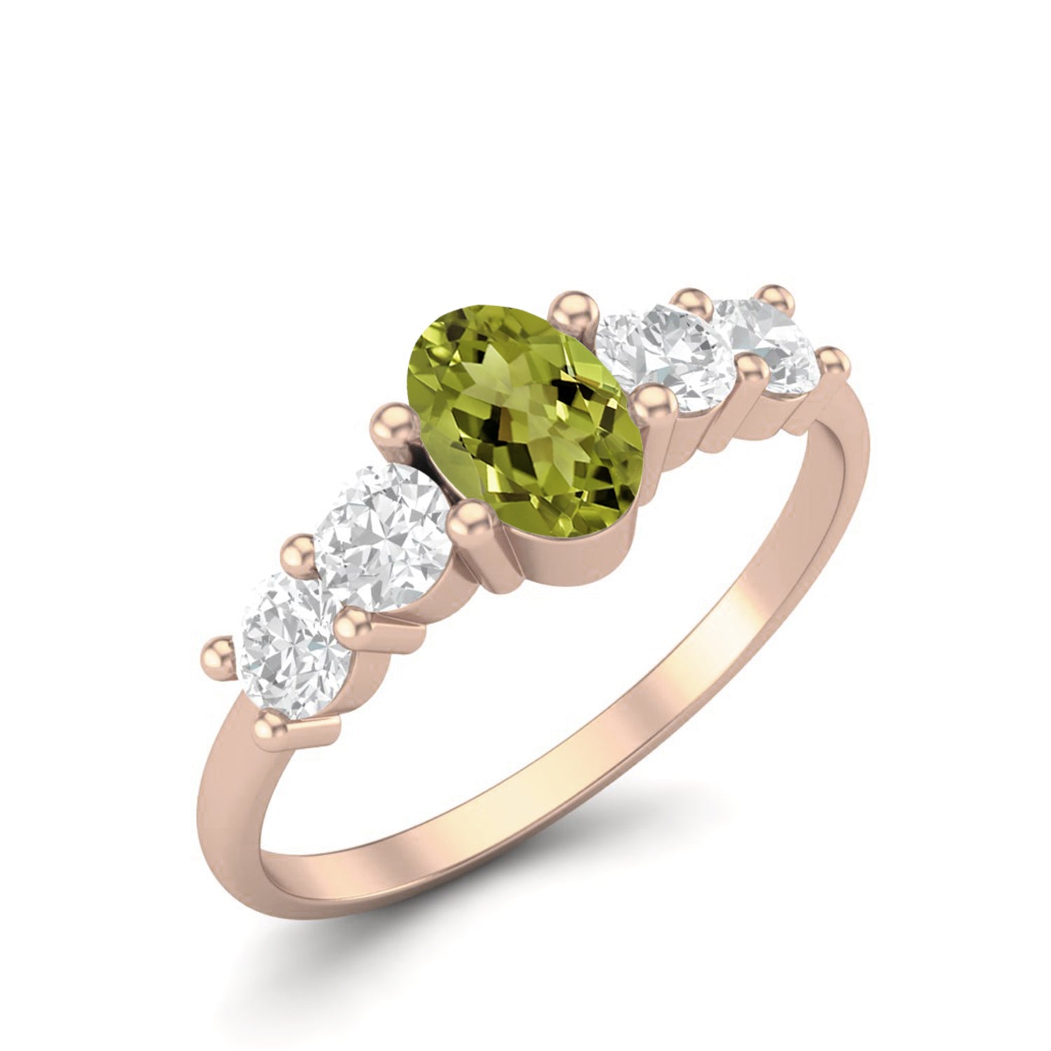 Anello conico con cinque pietre in peridoto – Argento Sterling