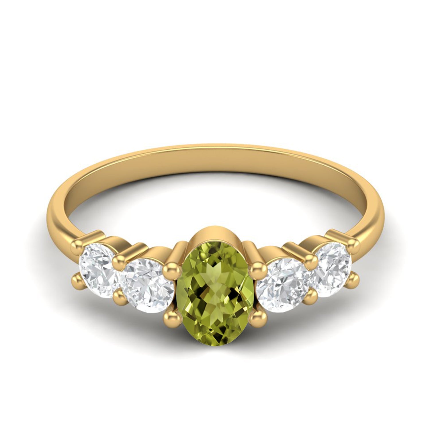 Anello conico con cinque pietre in peridoto – Argento Sterling
