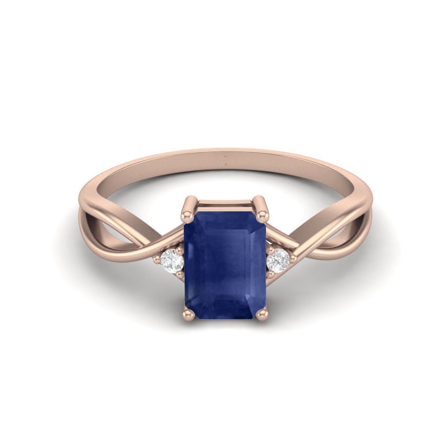 Blue Sapphire Octagon 1.20 Ctw Solitaire Ring – Sterling Silver