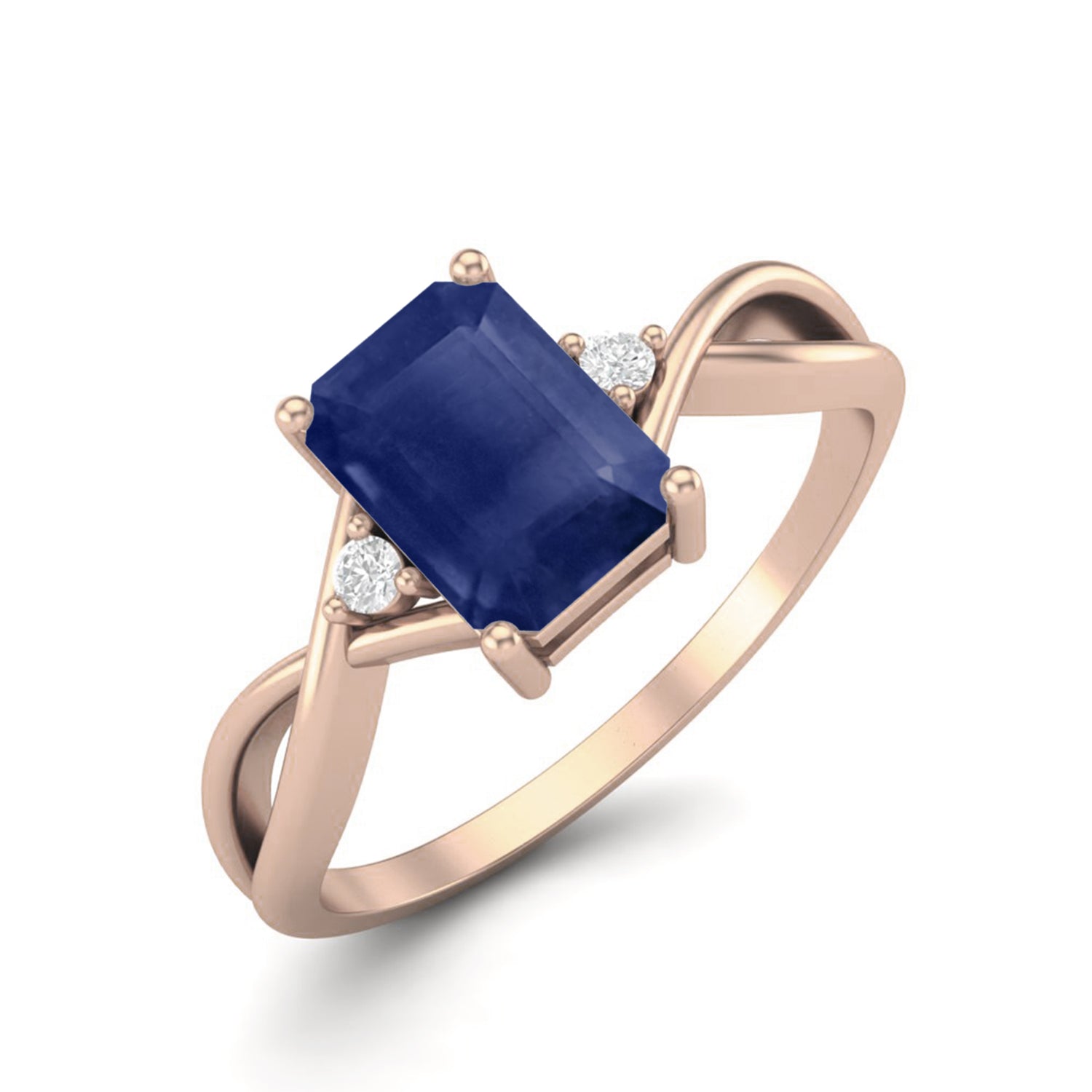Blue Sapphire Octagon 1.20 Ctw Solitaire Ring – Sterling Silver