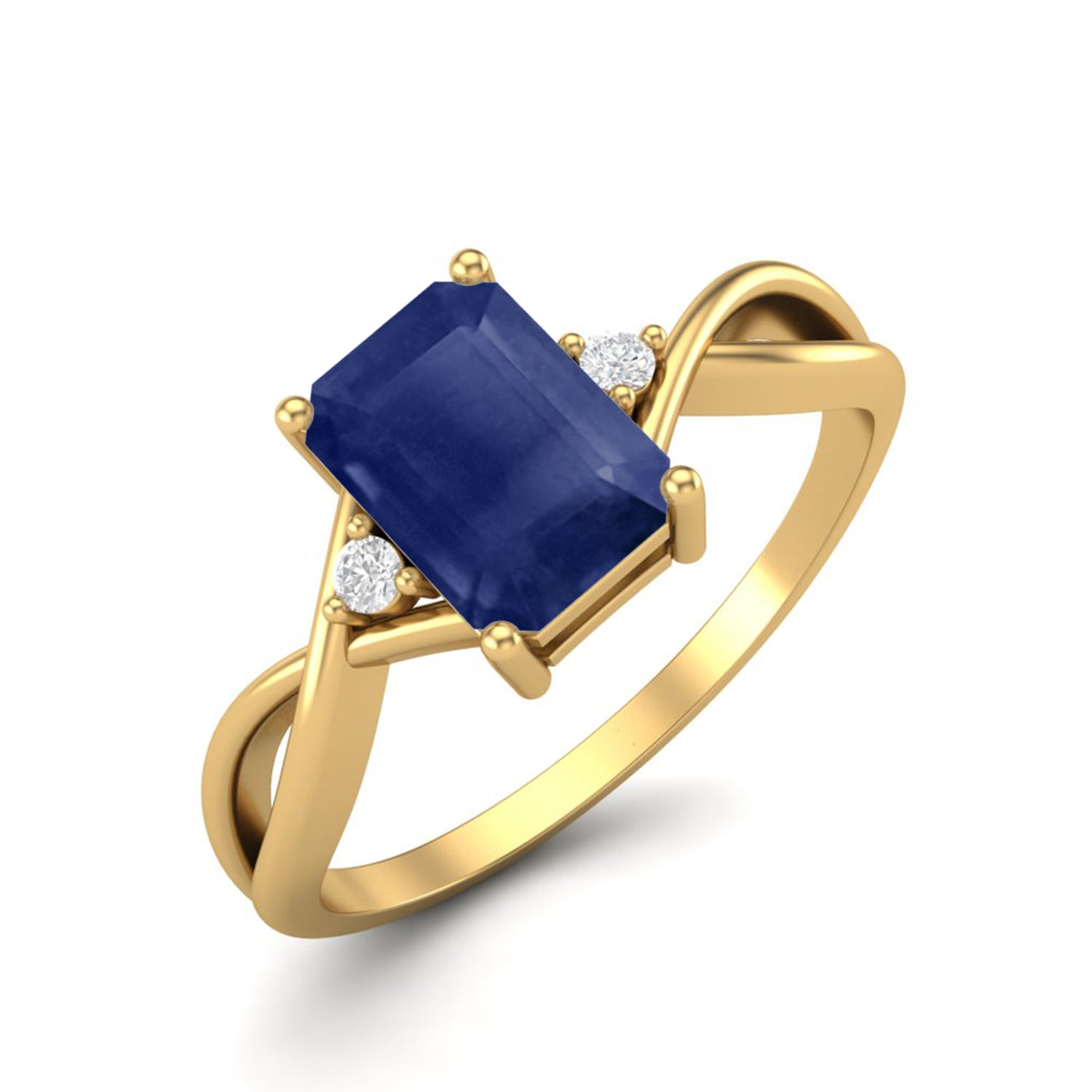 Blue Sapphire Octagon 1.20 Ctw Solitaire Ring – Sterling Silver