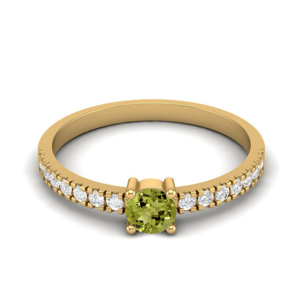 0.65 Ctw Peridot Engagement Ring 925 Sterling Silver Solitaire Accents Wedding Ring