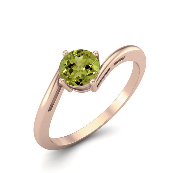 0.50 Ctw Round Shape Peridot Ring 925 Sterling Silver Solitaire Bypass Wedding Ring