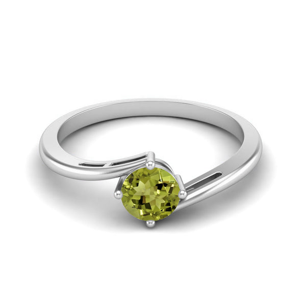 0.50 Ctw Round Shape Peridot Ring 925 Sterling Silver Solitaire Bypass Wedding Ring