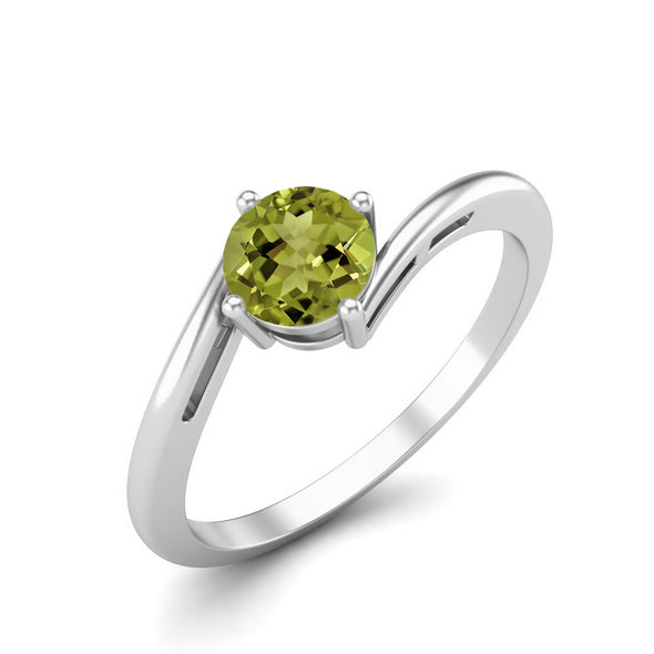 0.50 Ctw Round Shape Peridot Ring 925 Sterling Silver Solitaire Bypass Wedding Ring