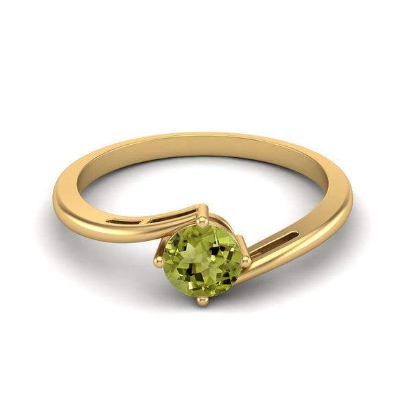 0.50 Ctw Round Shape Peridot Ring 925 Sterling Silver Solitaire Bypass Wedding Ring