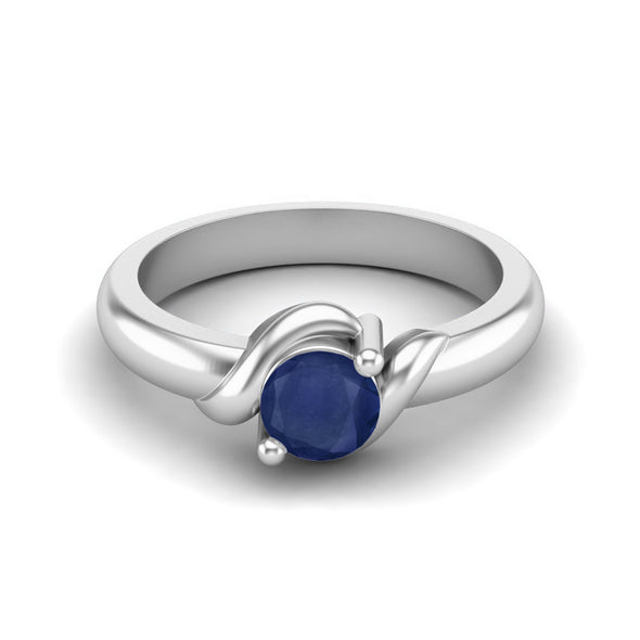5MM Round Shape Genuine Blue Sapphire Wedding Ring 925 Sterling Silver Promise Ring