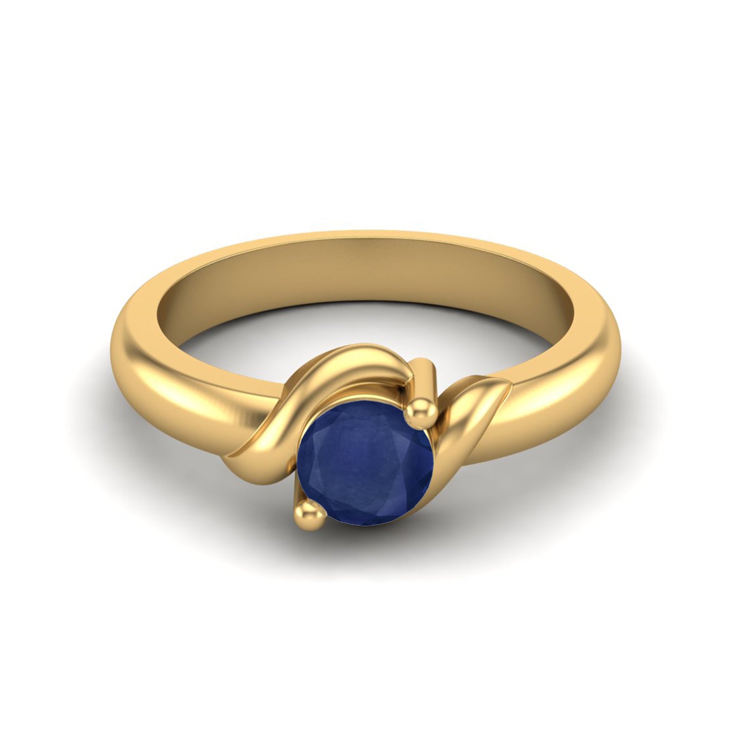 Blue Sapphire Twisted Wave Solitaire Ring – Sterling Silver