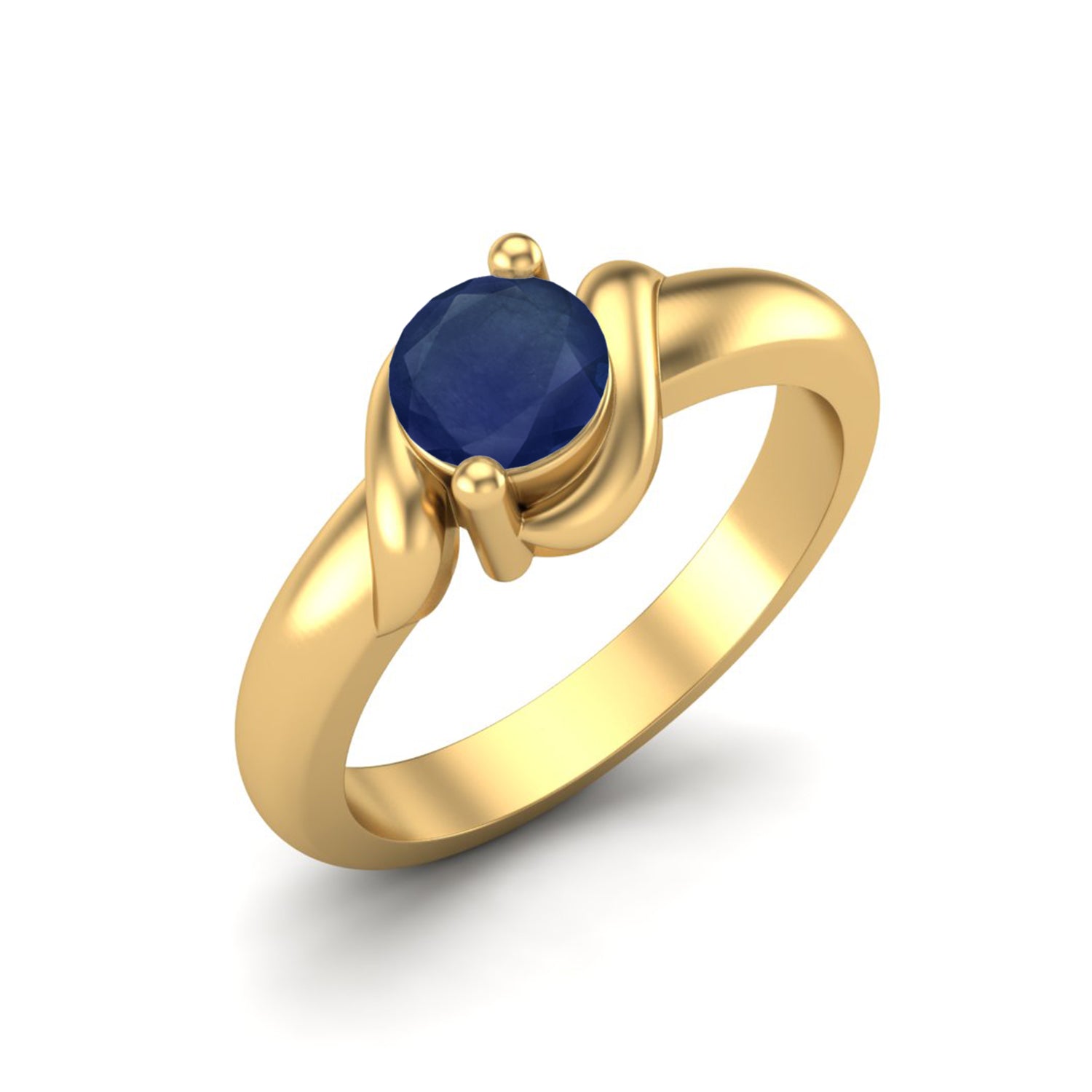 Blue Sapphire Twisted Wave Solitaire Ring – Sterling Silver