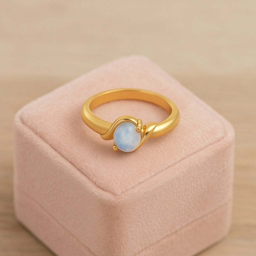 Moonstone Round Solitaire Ring – Sterling Silver