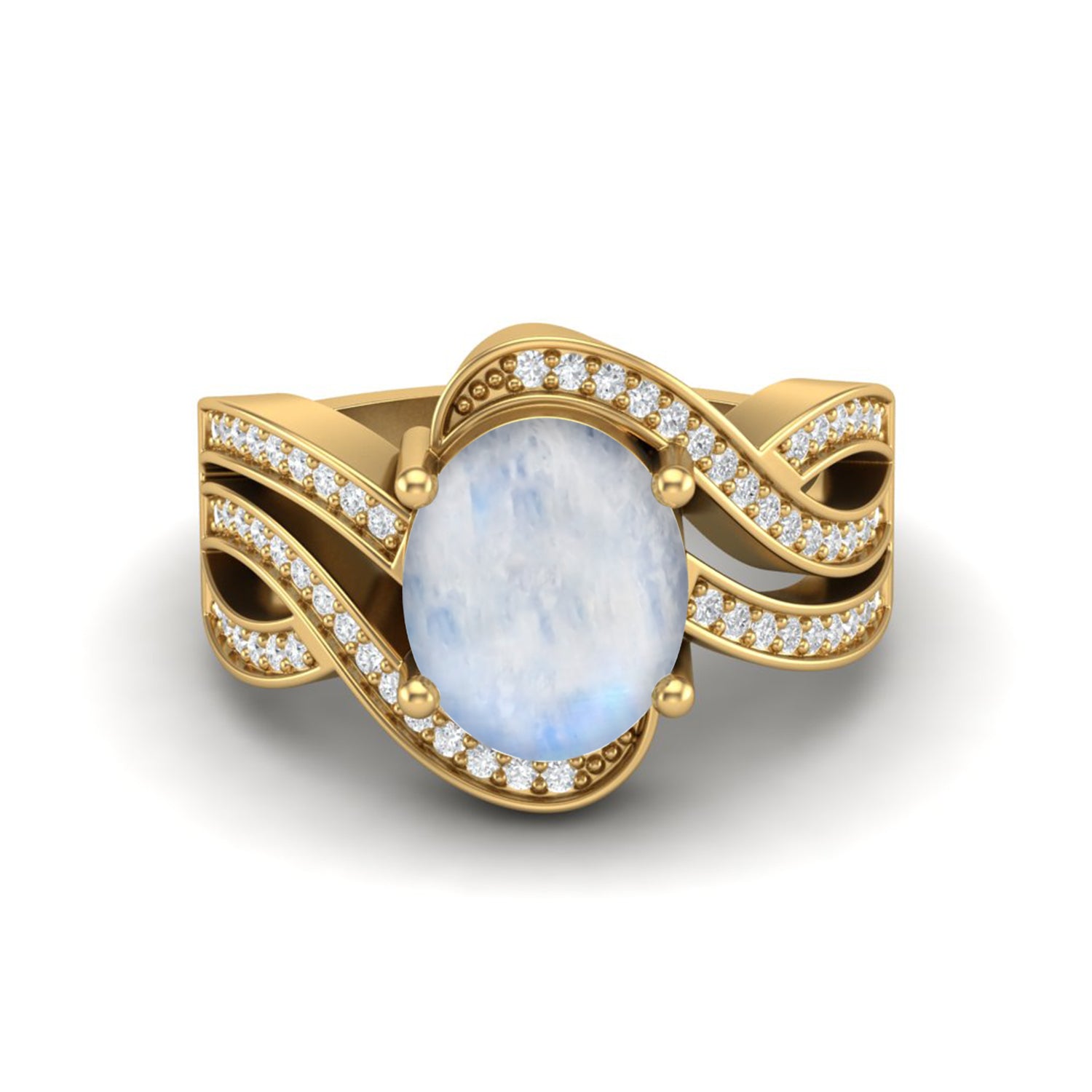 Moonstone Oval Bypass Ring – Sterling Silver