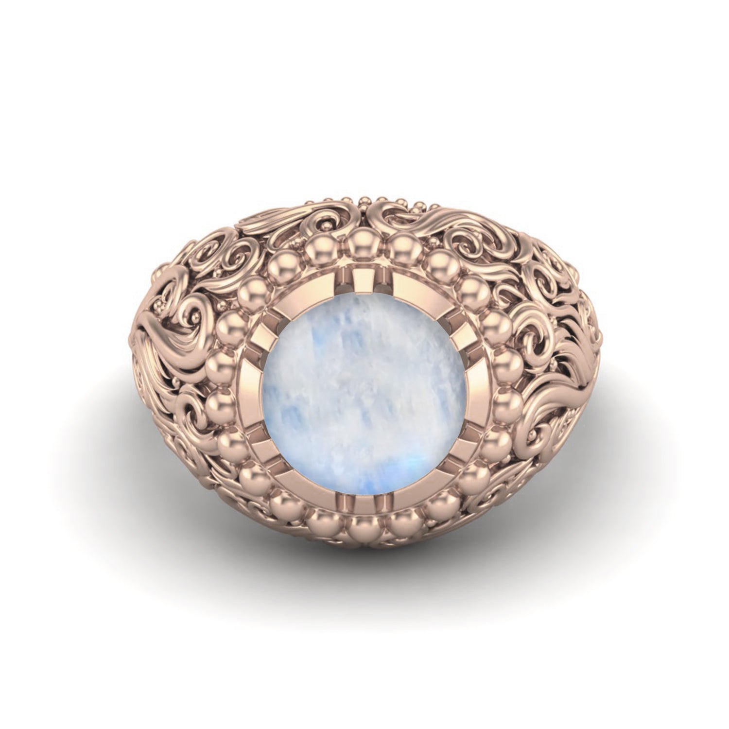 Moonstone Dome Design Cocktail Ring – Sterling Silver
