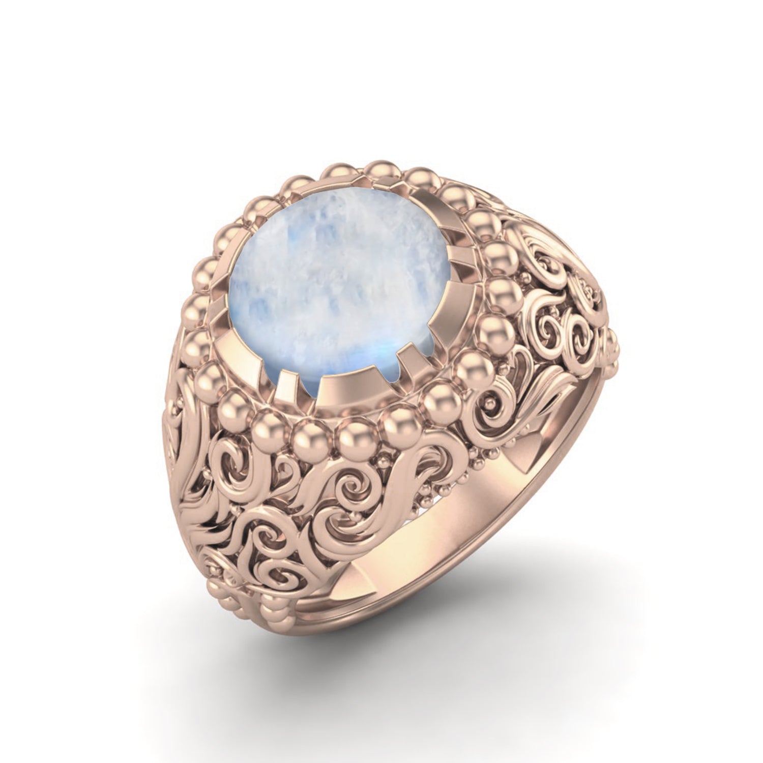 Moonstone Dome Design Cocktail Ring – Sterling Silver