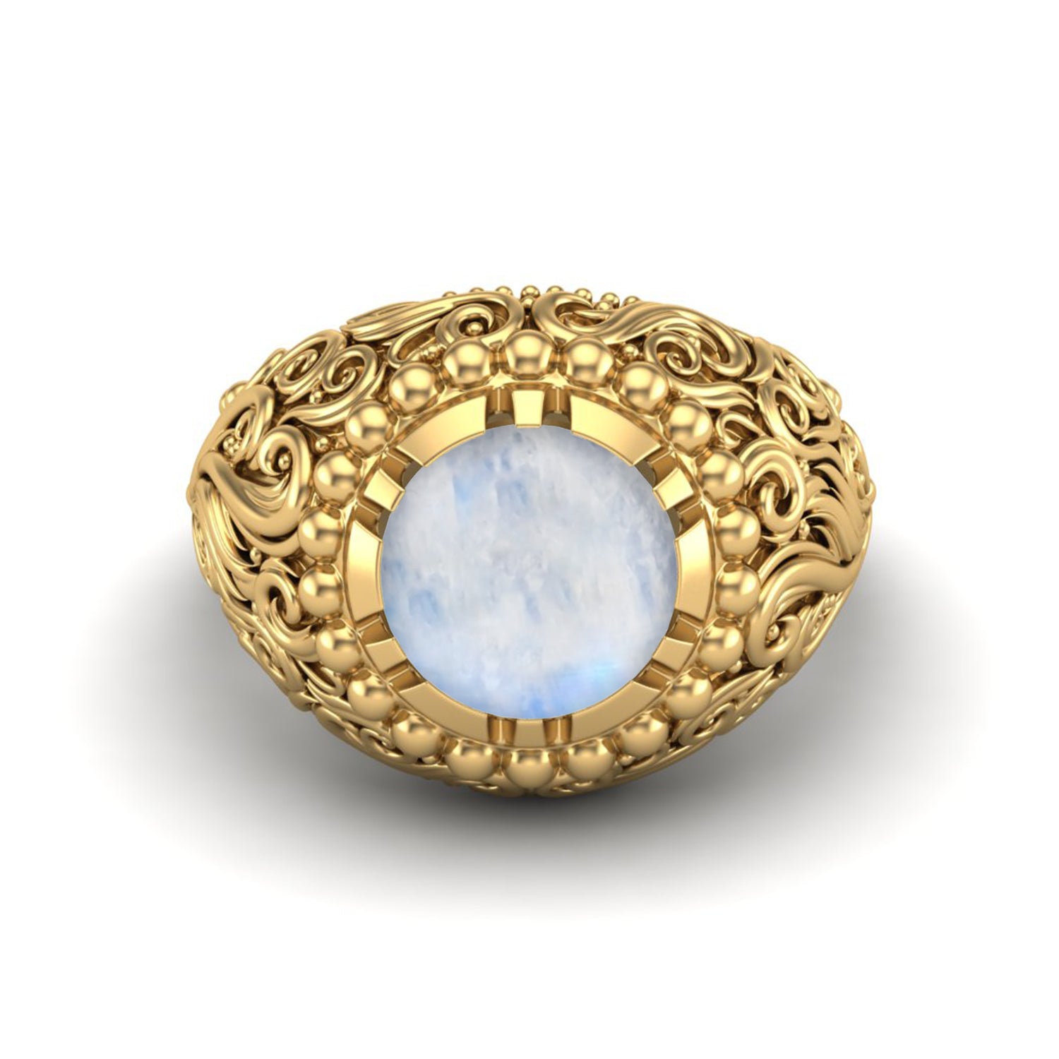 Moonstone Dome Design Cocktail Ring – Sterling Silver