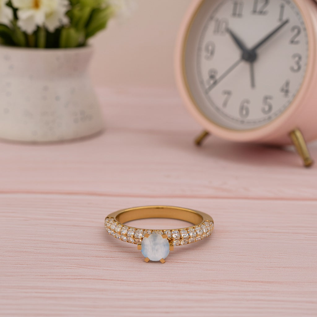 Moonstone Solitaire Ring – Sterling Silver