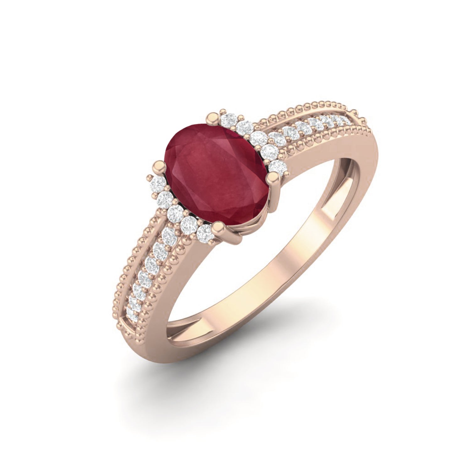 Ruby 1.00 Ct Oval Vintage Inspired Ring – 14k Yellow Gold