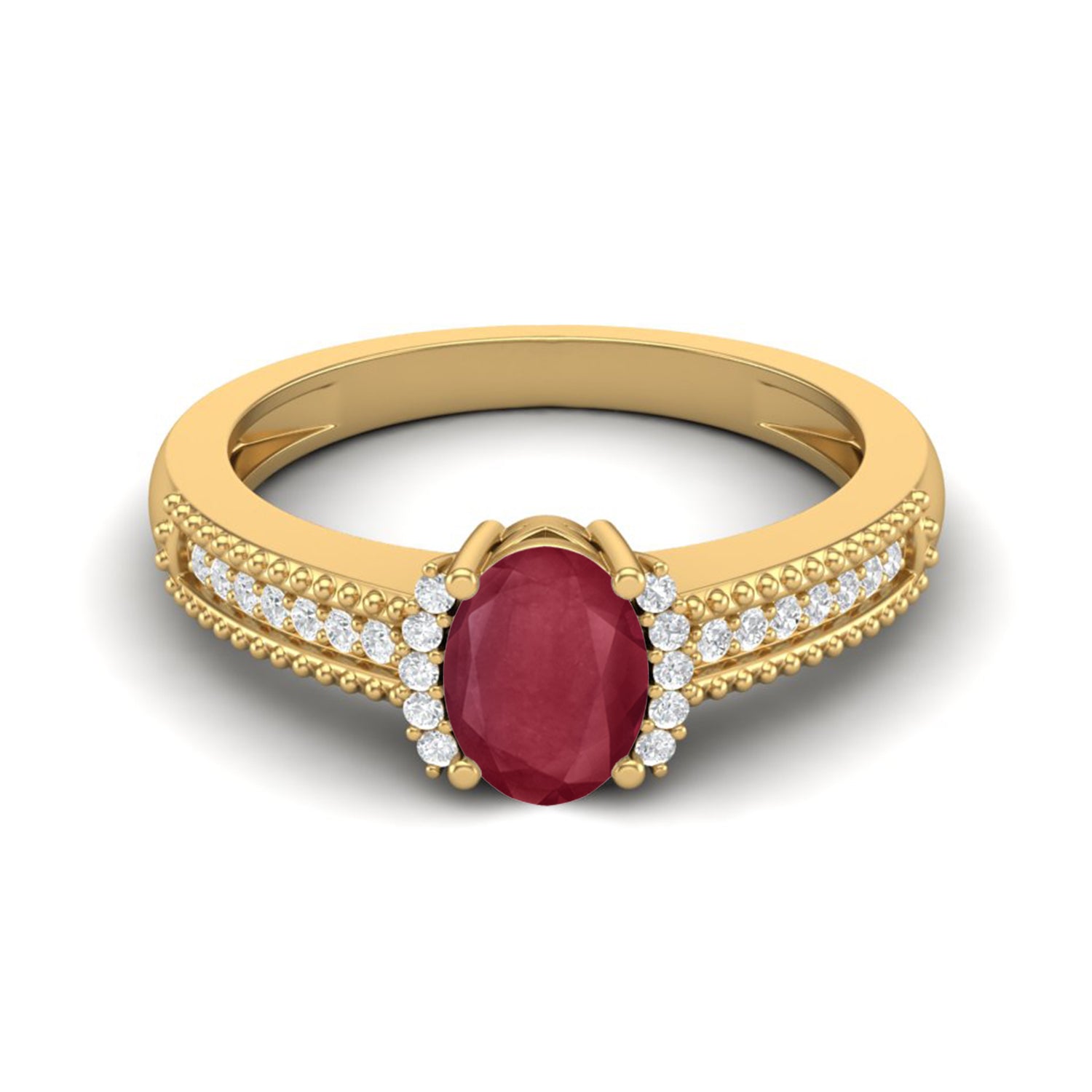 Ruby 1.00 Ct Oval Vintage Inspired Ring – 14k Yellow Gold