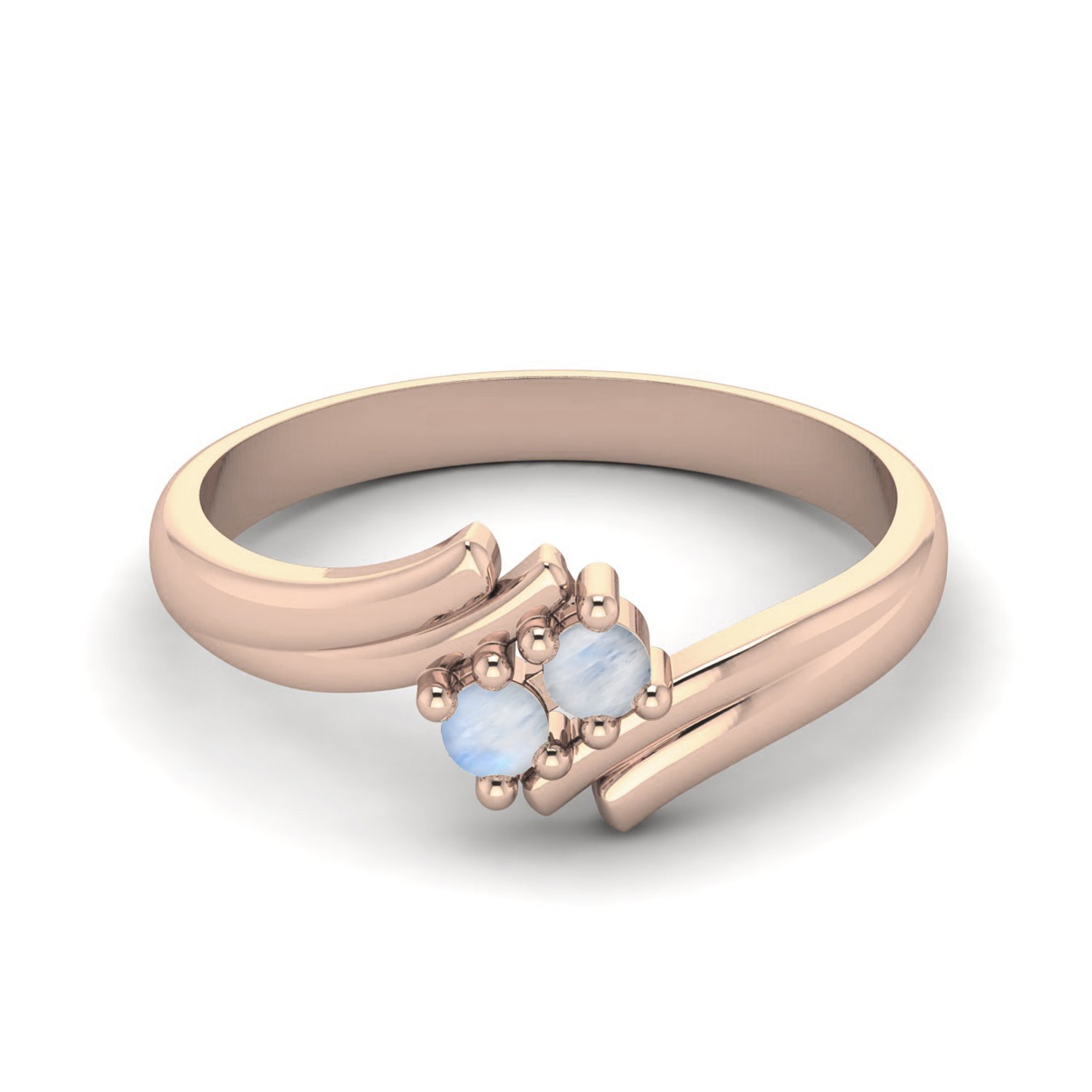 Moonstone Twin Bypass Ring - Sterling Silver