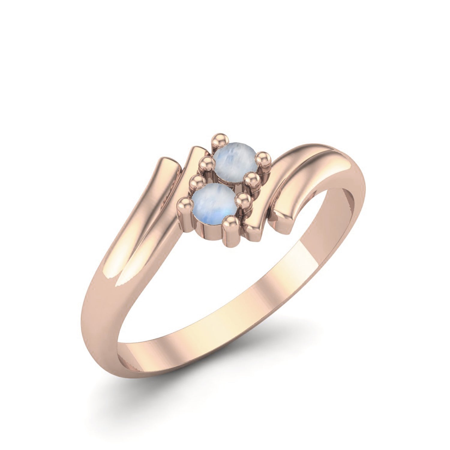 Moonstone Twin Bypass Ring - Sterling Silver