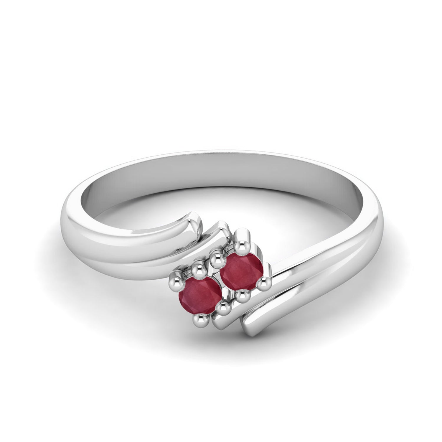 Ruby 0.20 Ct Twin Round Ring –  14K Yellow Gold