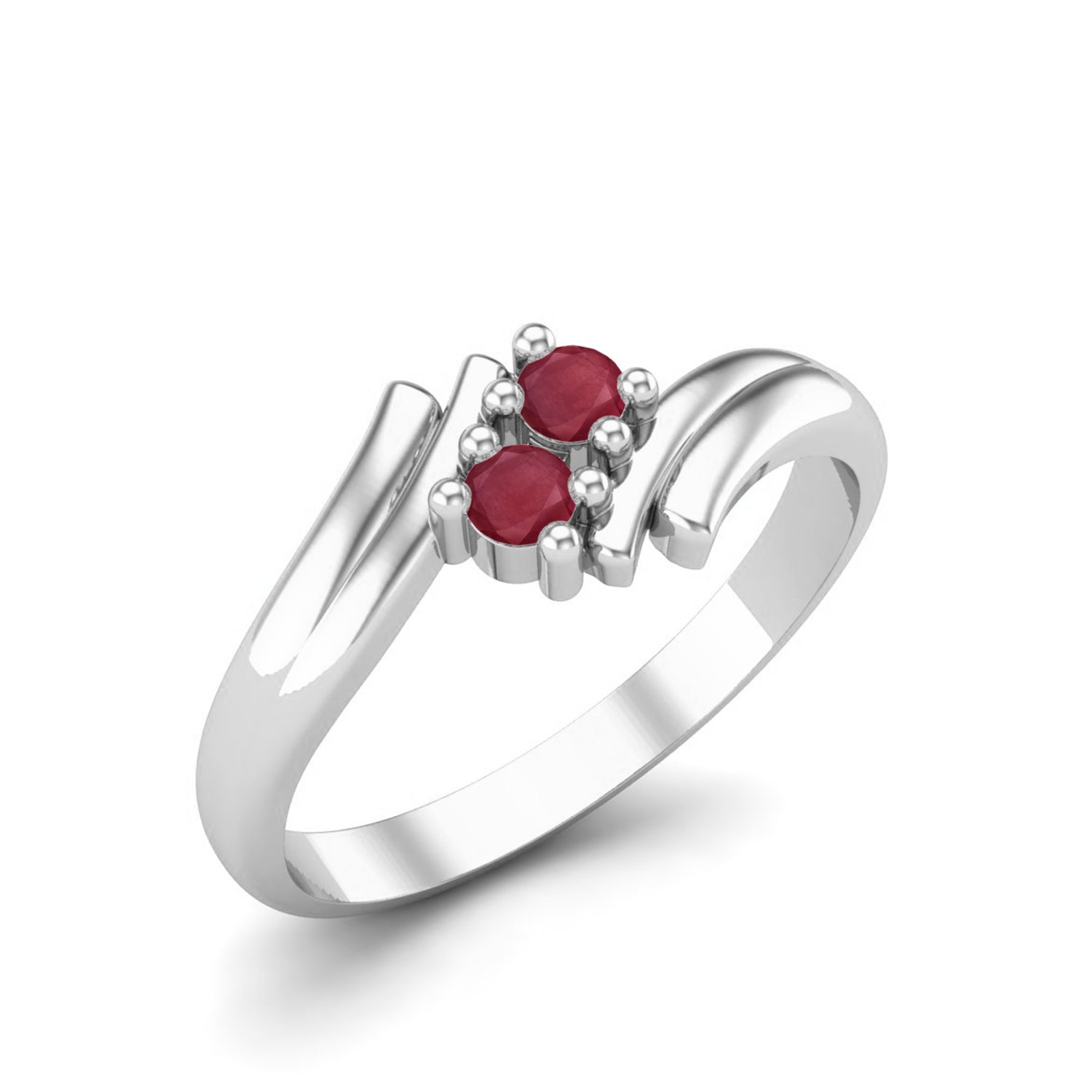 Ruby 0.20 Ct Twin Round Ring –  14K Yellow Gold