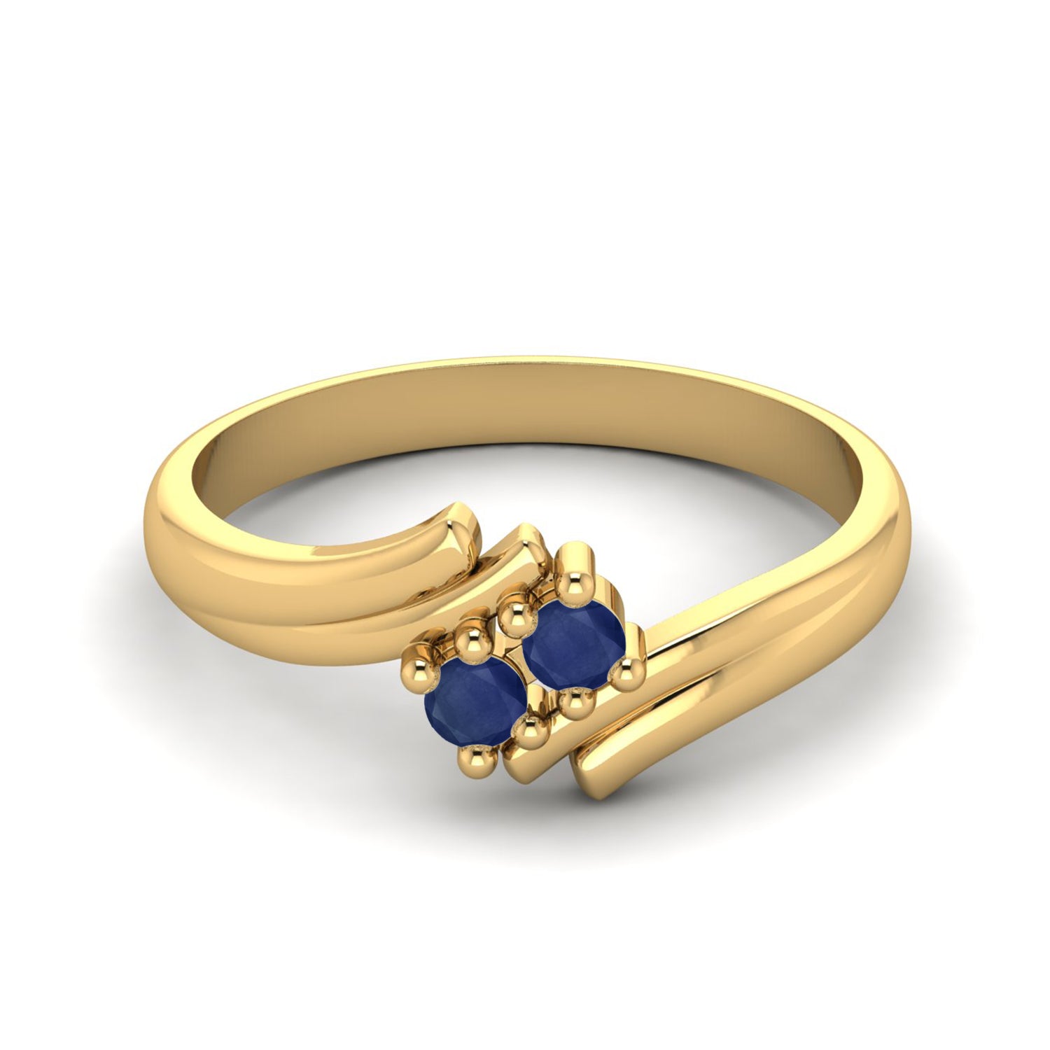 Blue Sapphire Twin Stone Open Band Ring – Sterling Silver