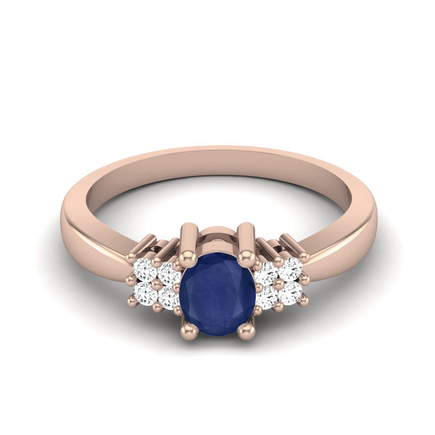 Blue Sapphire Oval 0.25 Ct Solitaire Ring – 14k Yellow Gold
